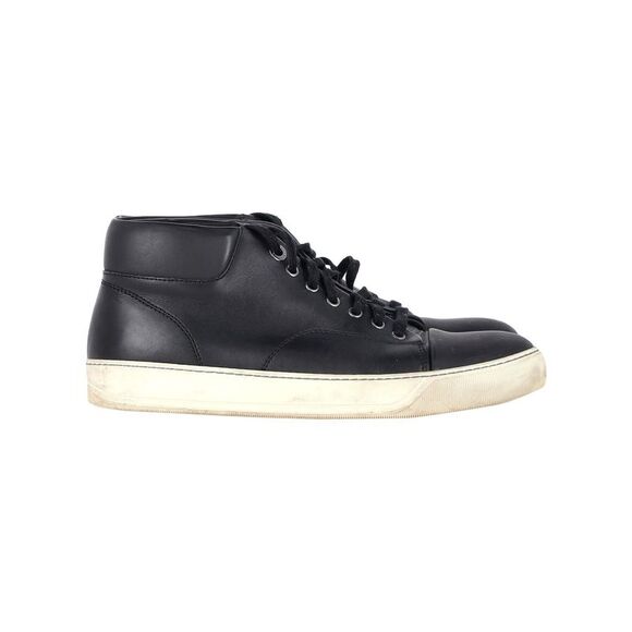 Lanvin Mid-Top Sneakers in Black Leather
